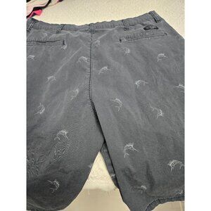Wrangler Mens Gray Cotton Blend Shorts With Embroidered Fish Design 36 Regular